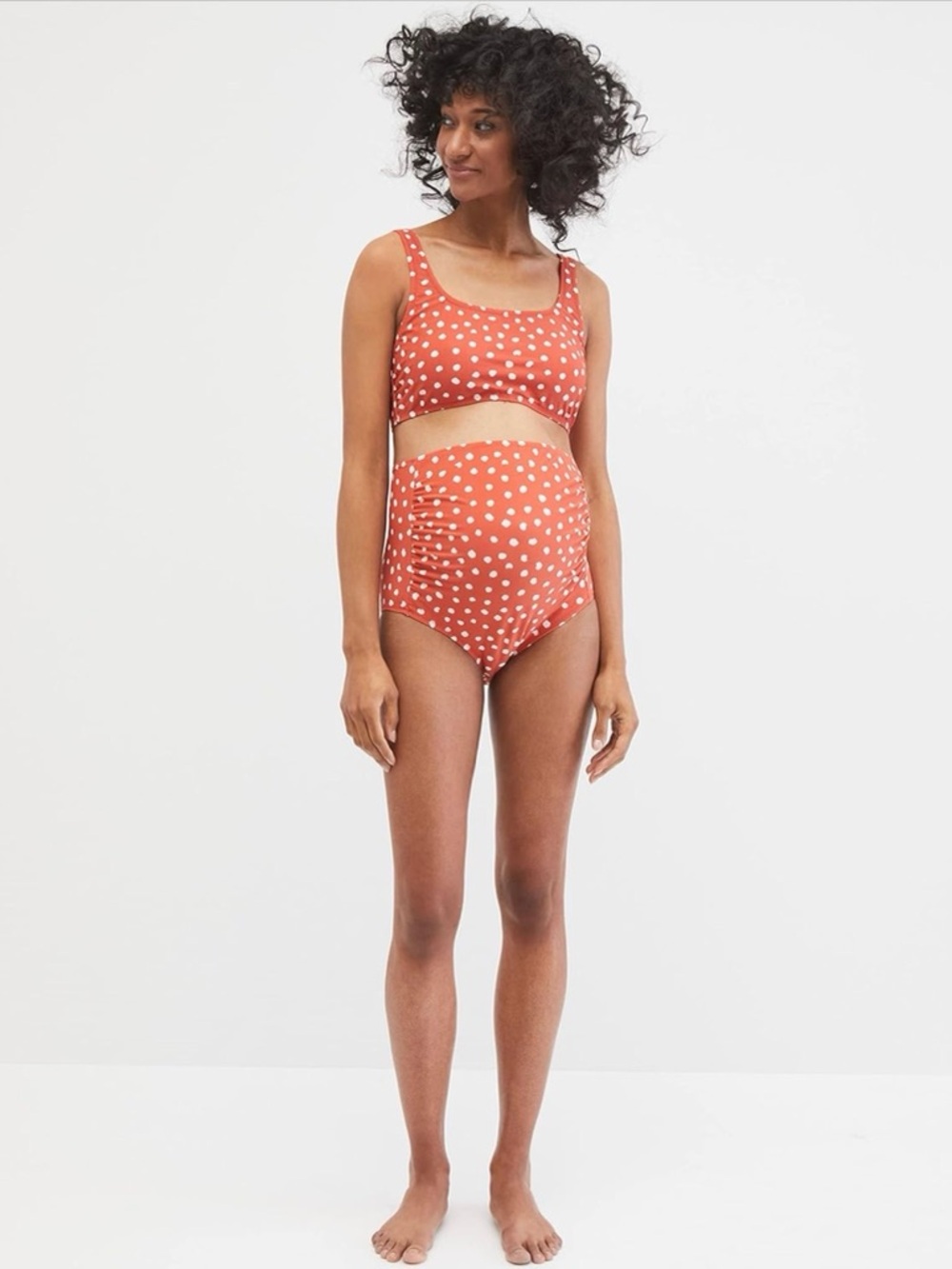Beach Bump Bikini Orange and White Polka Dot Size M